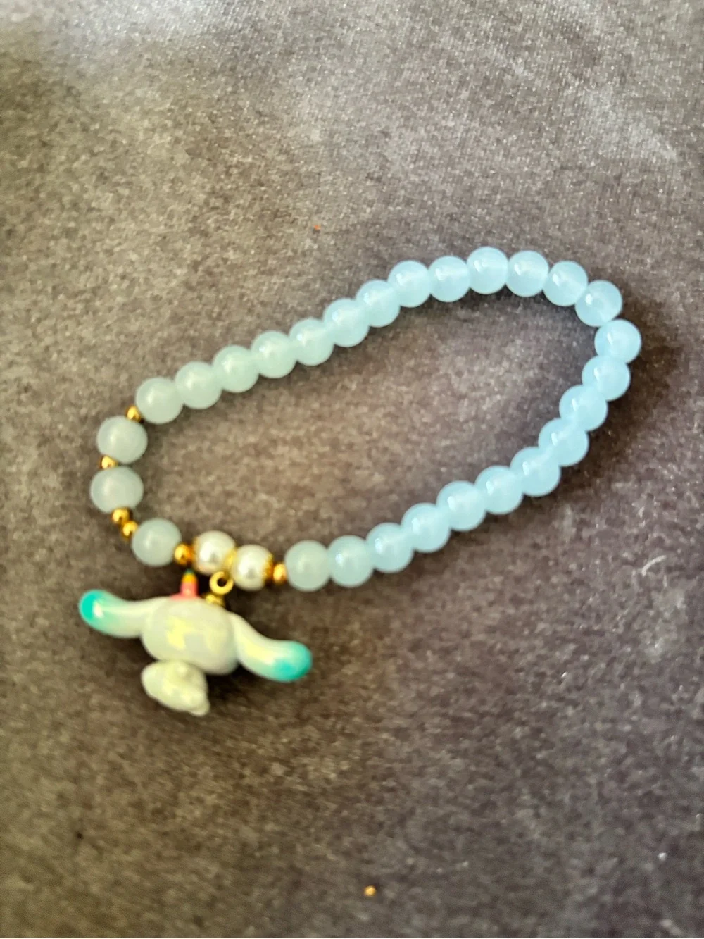 Sanrio Pastel Aqua Beaded Charm Bracelet with Cinnamonroll dangling charm